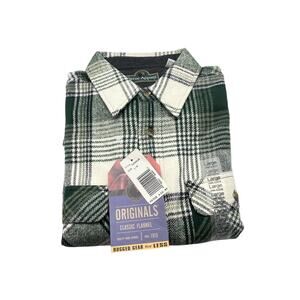 Oversized Green and White Plaid Flannel Men's Shirt, Large